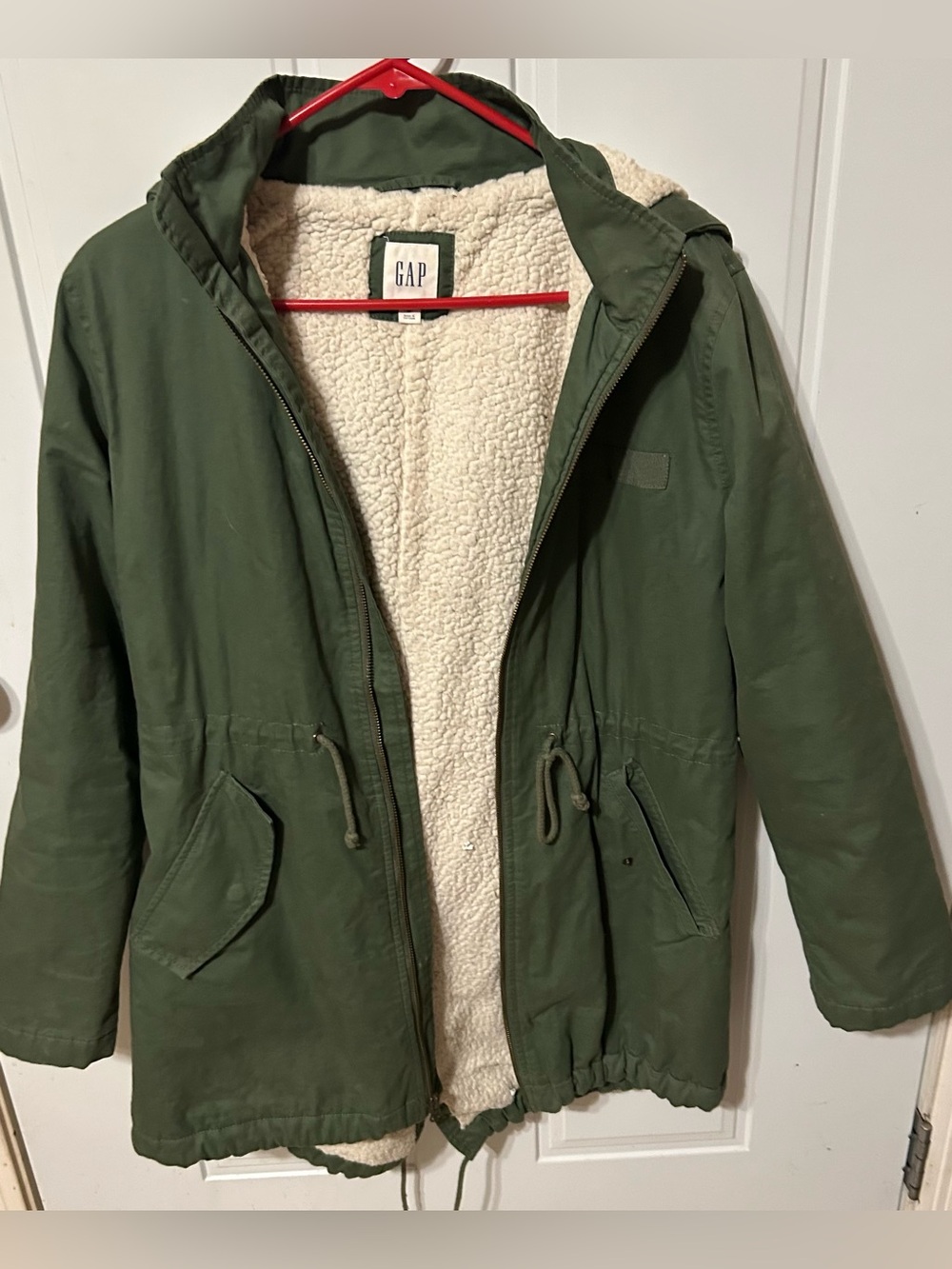 Woman’s Gap Olive Green Fleece-Lined Parka Jacket